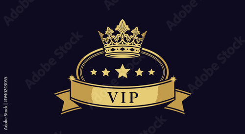 Golden Crown VIP Luxury Emblem Design.