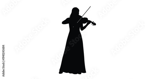 A violinist plays a song creating a dramatic black silhouette