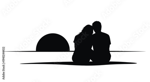 Couple embracing against a sunset horizon a striking silhouette
