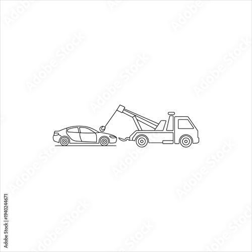 Tow truck towing a car, vehicle recovery, roadside assistance, transport