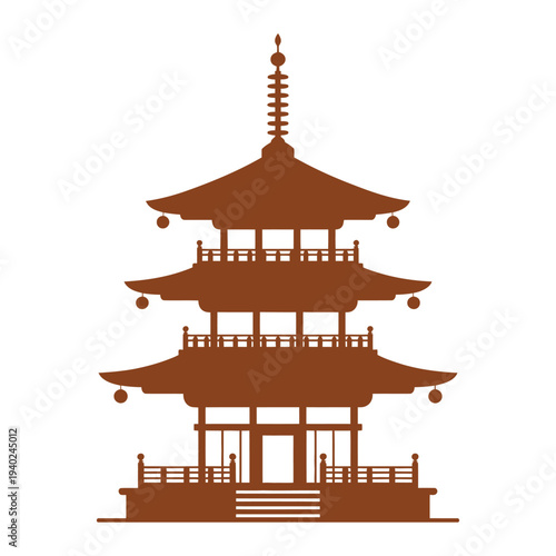 Brown Silhouette of a Japanese Pagoda illustration
