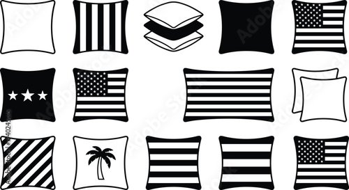 WebSet of black pine forest silhouettes, evergreen spruce tree treeline borders, coniferous woodland landscape elements for nature and outdoor design projects.