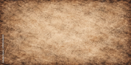 Vintage aged parchment and antique brown leather texture with a grungy stained pattern on a worn blank paper sheet