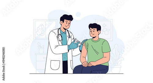 Doctor administering vaccine to patient on World Health Day in a clinical setting
