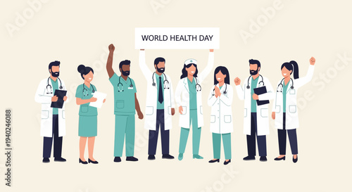 Medical Professionals Celebrating World Health Day Together in Solidarity and Unity