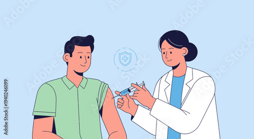 Celebrating World Health Day with a Vaccination A Doctor Administering a Shot to a Patient for Preventative Care and Community Well-being
