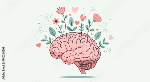 Brain Health Illustration for World Health Day - Fostering Mental Well-being and Growth