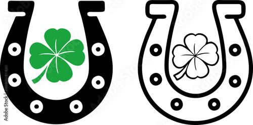 Lucky Four Leaf Clover Inside Horseshoe