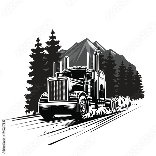 Mountain Forest Semi Truck Adventure