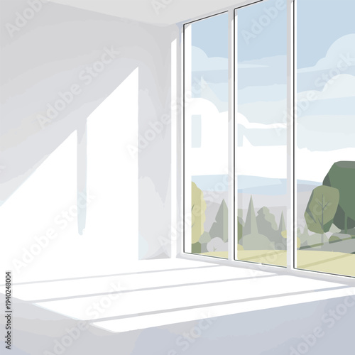 Create a realistic Lighting, windows, scenery vector art with white background..