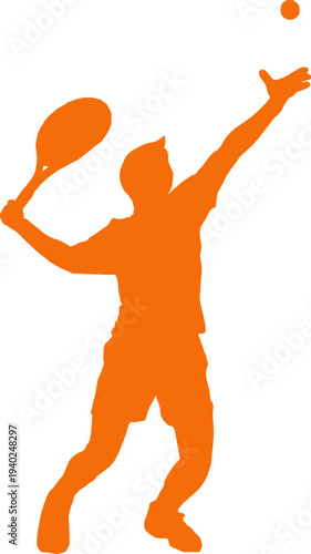 Create a Realistic man tennis playing vector art silhouette with white background.