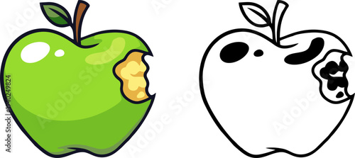 Green Apple Fruit with Big Bite