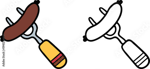 Sausage With Sauce Bottle Cartoon Illustration