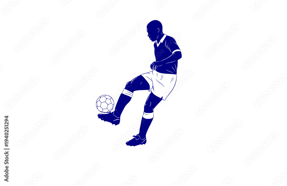 Naklejka premium French Football Midfielder Roulette Spin Silhouette, Soccer Skill and Technique Vector Sticker, Historical Sports Legend Illustration