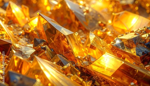 Golden Crystals - A Close-Up View of Precious Gemstones.
