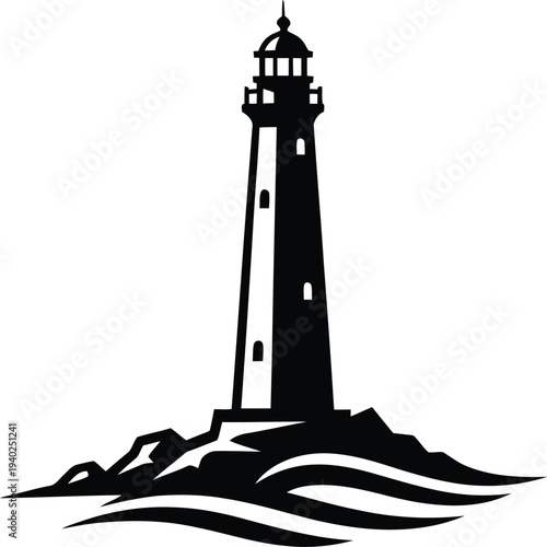 Black Lighthouse on Rocky Island