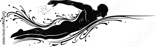 Swimmer Diving into Water Silhouette