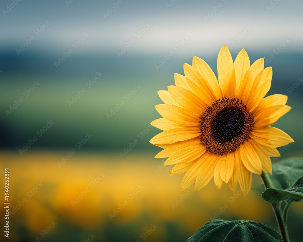Fototapeta premium Vibrant sunflower blooms nature's landscape floral photography outdoor serenity close-up view beauty of flora