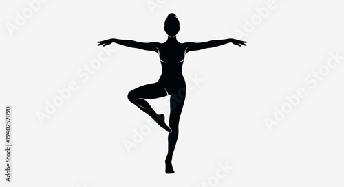 Ballet Dancer Silhouette – Graceful Dance Pose Vector Illustration