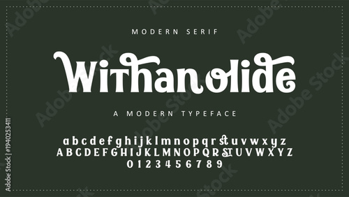 Elegant Font Uppercase Lowercase and Number. Classic Lettering Minimal Fashion Designs. Typography modern serif fonts regular decorative vintage concept. vector illustration