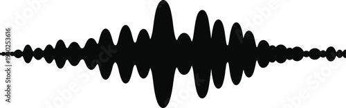 Abstract black audio sound waveform on light gray background representing music frequency visualization, digital audio signal amplitude and acoustic vibration concept