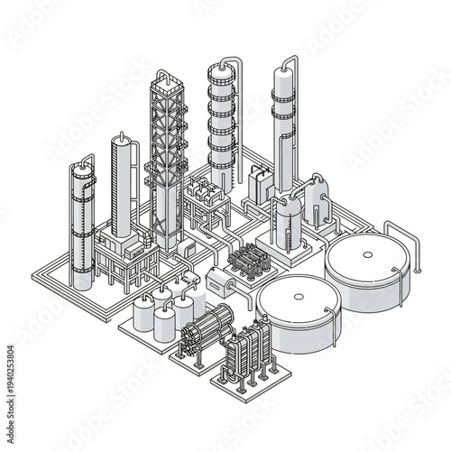 Industrial facility with tanks and processing units.