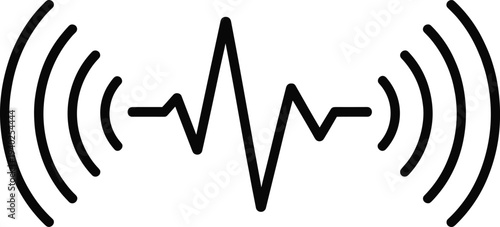 Abstract ECG heartbeat line with sound wave signal on light gray background representing health monitoring, cardiology pulse detection and wireless medical technology concept