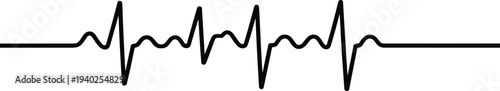 Black ECG heartbeat waveform on light gray background representing heart rate monitoring, cardiology pulse signal, medical diagnostics technology and healthcare rhythm concept