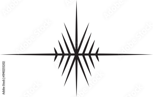 A vector logo featuring an abstract image a resonating star radiating energy waves, symbolizing light, focus, and cosmic harmony.