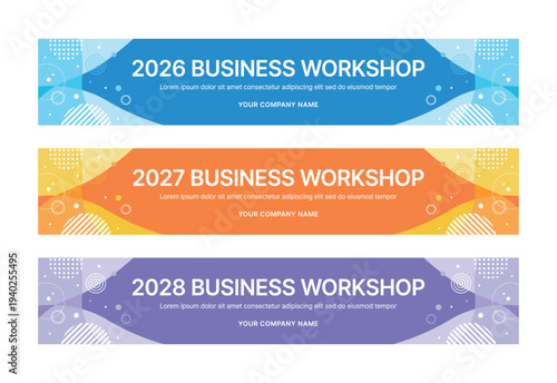 Modern business banner templates with abstract geometric patterns. Perfect for workshops, events, conferences, presentations, or branding projects, combining style and professionalism.