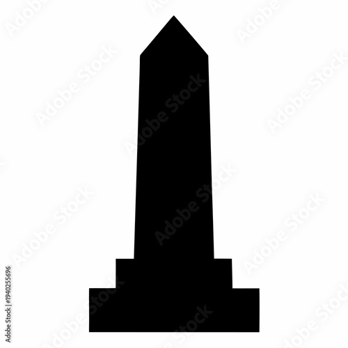 Flat solid black egyptian obelisk silhouette