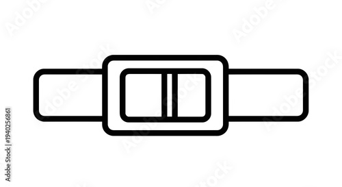 Simple line drawing of a seatbelt buckle on a white background