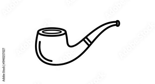 A simple line drawing of a traditional smoking pipe on a white background.