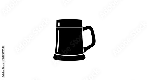 A simple black and white illustration of a beer mug on a plain background.