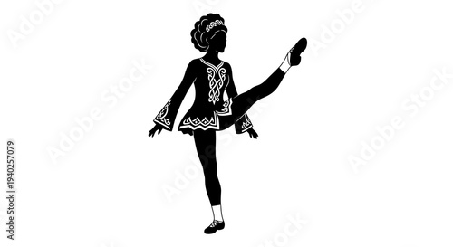 A young girl performing an irish dance step with precision and elegance.