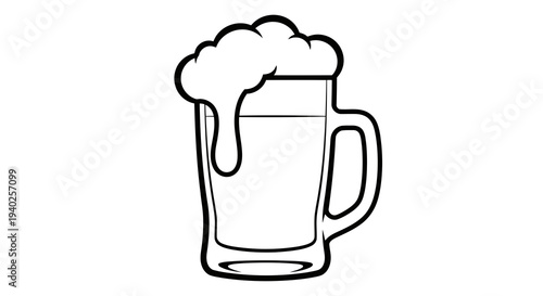 A simple line drawing of a beer mug filled with frothy beer.