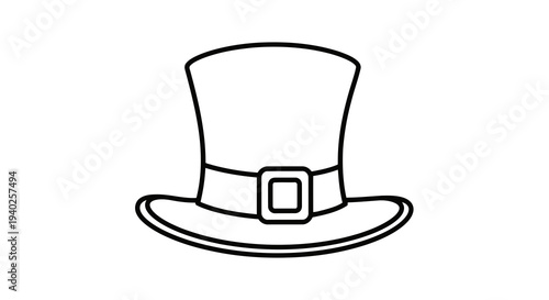 A simple black and white line drawing of a pilgrim hat with a buckle.