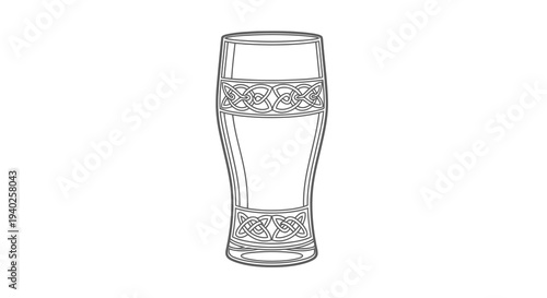 A simple line drawing of a clear glass with a decorative band around the middle.