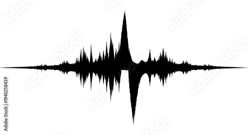 Central Burst Dynamic Black Audio Waveform on Isolated White Background