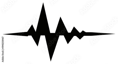 Sharp Angular Geometric Black Audio Waveform on Isolated White Background