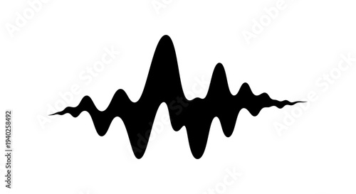 Abstract Black Audio Waveform on Isolated White Background