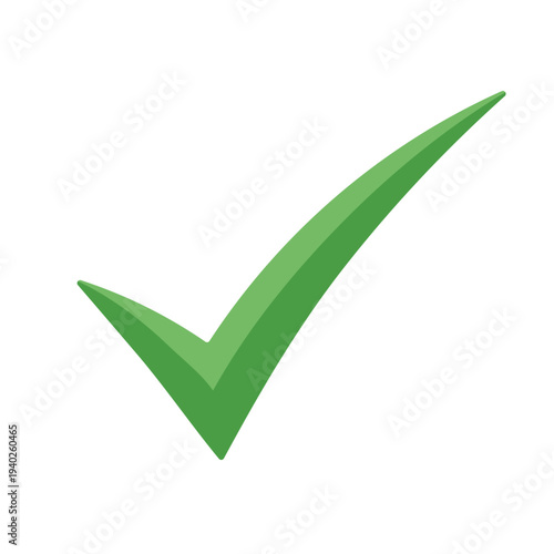 Green Verification Tick Symbol with Bold Clean Design Conveying Approval, Correctness, Validation and Positive Confirmation on a Plain White Background