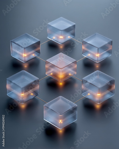 Symmetric data orchestration modules laid out on neutral background, modern workflow concept