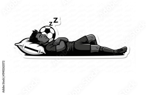 Soccer Player Sleeping Celebration Silhouette, Funny Football Goal Pose Vector Sticker, Provocative Sports Humor Illustration