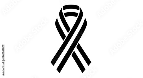 A black ribbon symbolizing awareness and support for a cause.