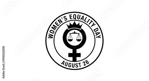 Women_s equality day logo with symbol and date august 26