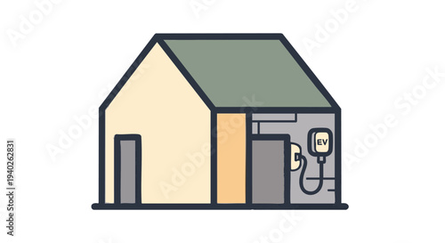 Electric Vehicle Charging Station House Garage.
