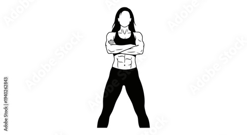 A confident woman standing with her arms crossed, showcasing fitness and strength.