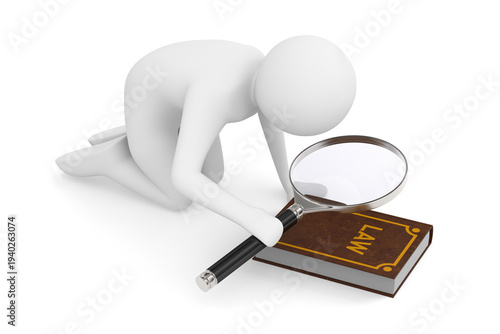 Man studying book on white ...