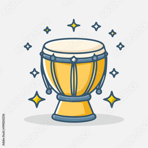 Vibrant Yellow Djembe Drum